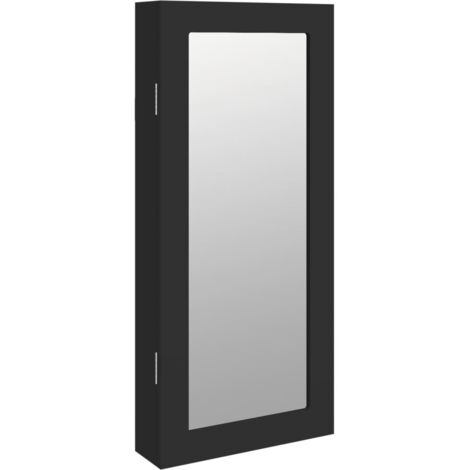 Armoire à bijoux avec miroir murale noir 30x8,5x67 cm vidaXL