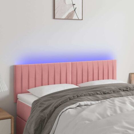 Vidaxl – Tête de lit à LED rose 144x5x78/88 cm – Velours doux – Hauteur réglable – Bande LED découpable – Excellent soutien (1/5)