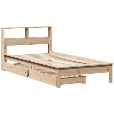 Lit bibliothèque sans matelas 75x190 cm bois de pin massif vidaXL (1/5)