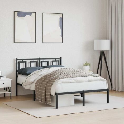 Cadre de lit métal sans matelas avec tête de lit noir 120x200cm vidaXL (1/7)