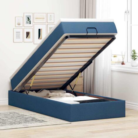 Cadre de lit ottoman avec matelas bleu 90x190 cm tissu vidaXL (1/5)