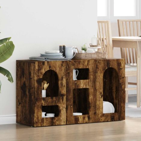 Buffet Chêne fumé 100 x 35 x 59 cm Bois d'ingénierie vidaXL (1/5)