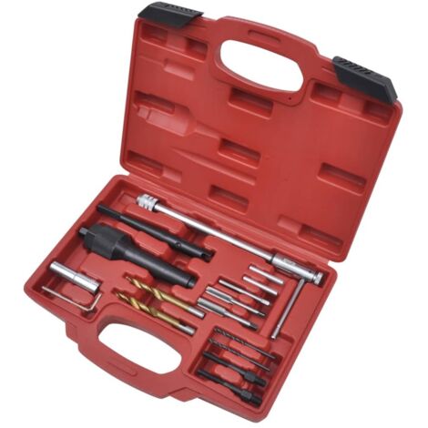 Vidaxl – Kit d'outils d'extraction bougies de préchauffage 16 pcs – Pour M8 et M10 – Mallette de transport – Accessoires inclus