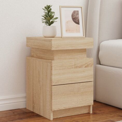 Table de chevet avec lumières LED chêne sonoma 35x39x55 cm vidaXL