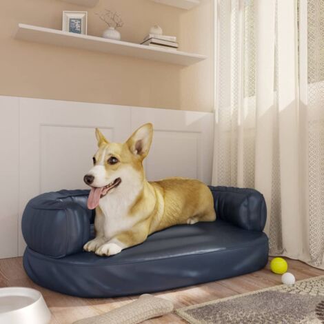 Lit pour chien ergonomique Mousse Bleu foncé 60x42cm Similicuir vidaXL (1/5)