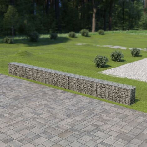Vidaxl – Mur à gabion avec couvercles – Acier galvanisé 600x30x50 cm – Capacité de charge 1400 kg/m³ – Pour murs de soutènement
