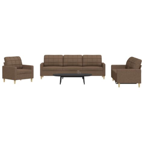 Ensemble de canapés 3 pcs marron tissu vidaXL (1/5)