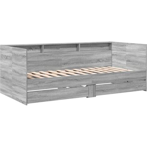 Lit de jour avec tiroirs sans matelas sonoma gris 90x200 cm vidaXL