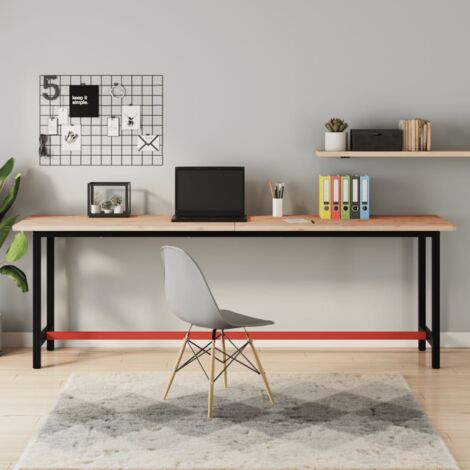 Vidaxl – Établi en bois massif de hêtre et métal 220x55x81,5 cm – Épaisseur plan de travail 2,5 cm – Charge optimale pour usage intensif (1/6)