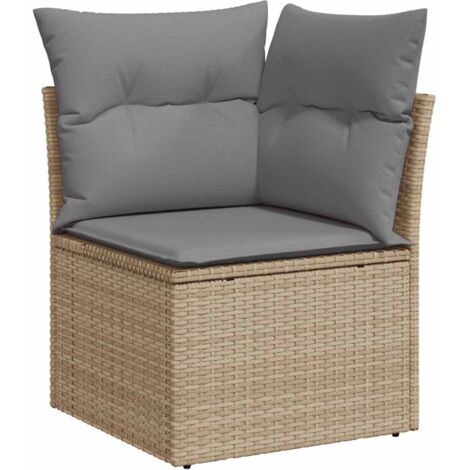 Canapé d'angle de jardin avec coussins beige résine tressée vidaXL (1/5)
