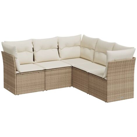 Salon de jardin avec coussins 5 pcs beige résine tressée vidaXL (1/3)