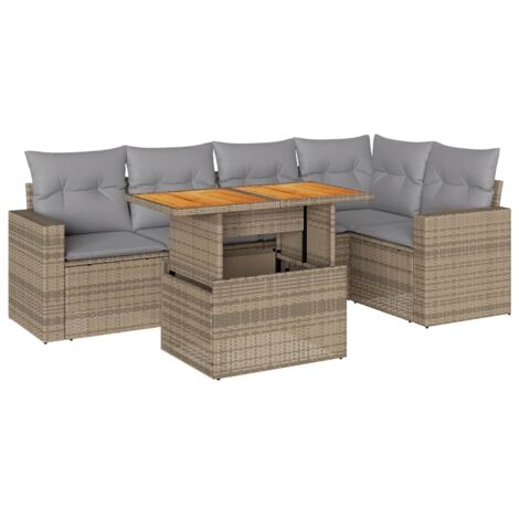 Salon de jardin avec coussins 6 pcs beige résine tressée vidaXL (1/5)