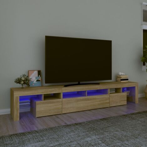 Meuble TV avec lumières LED Chêne sonoma 230x36,5x40 cm vidaXL