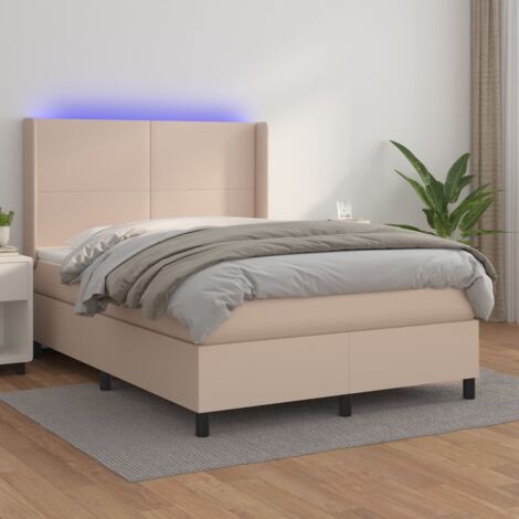 Sommier à lattes de lit matelas LED Cappuccino 140x190 cm vidaXL (1/5)