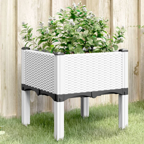 Jardinière avec pieds blanc 40x40x42 cm PP vidaXL