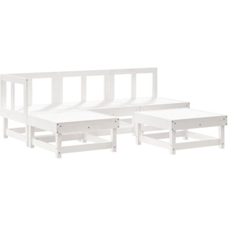 Salon de jardin 5 pcs blanc bois massif de pin vidaXL (1/6)