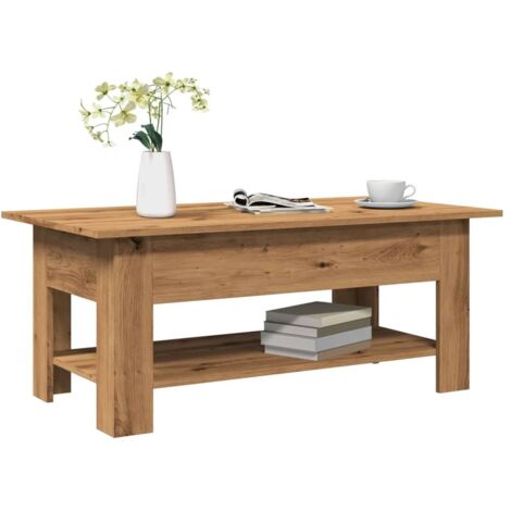 Vidaxl – Table basse fixe en bois d'ingénierie chêne artisanal 102x55x42 cm – Surface résistante à l'humidité – Capacité 60 kg – Assemblage requis