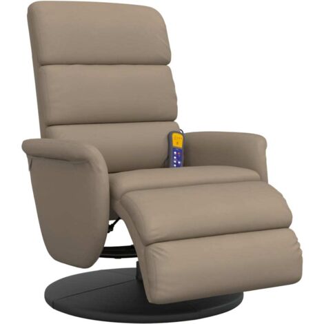 Fauteuil inclinable de massage repose-pieds cappuccino vidaXL
