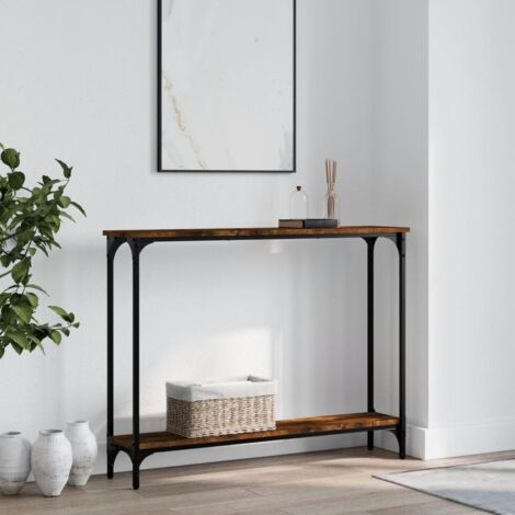 Table console chêne fumé 100x22,5x75 cm bois d'ingénierie vidaXL (1/5)