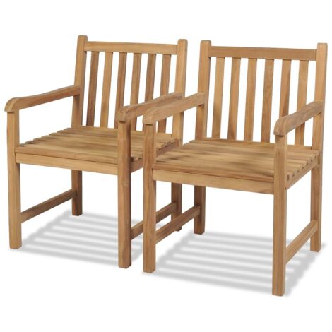 Vidaxl – Chaises de jardin en bois de teck – Lot de 2 – Résistantes aux intempéries – Charge maximale 110 kg par chaise