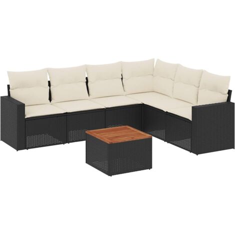 Salon de jardin 7 pcs avec coussins noir résine tressée vidaXL (1/5)