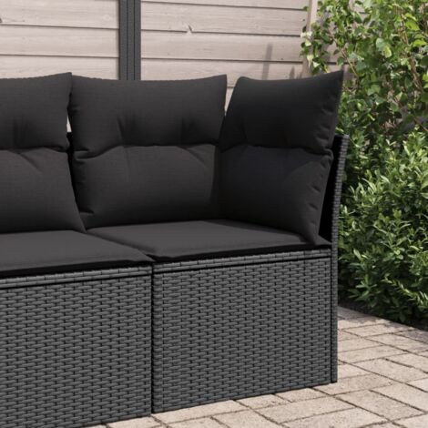 Vidaxl – Canapé d'angle de jardin noir – Résine tressée avec coussins épais – Rangement sous l'assise – Dimensions 62x62x69cm
