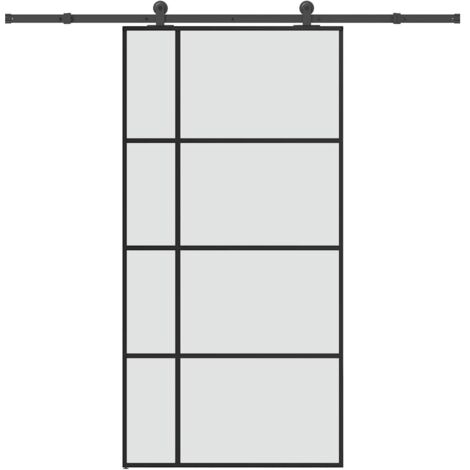 Porte coulissante et kit de quincaillerie 102,5x205cm Verre ESG vidaXL (1/5)