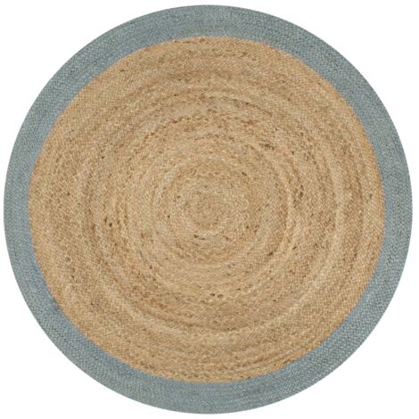 Tapis fait à la main Jute avec bord vert olive 150 cm vidaXL
