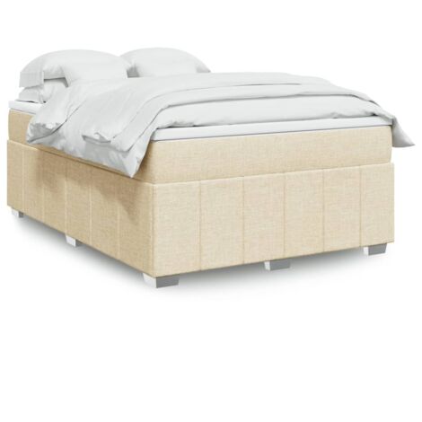 Sommier à lattes de lit avec matelas Crème 140x200 cm Tissu vidaXL (1/5)
