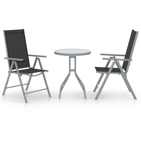 Ensemble de bistro 3 pcs aluminium et textilène argenté vidaXL (1/5)