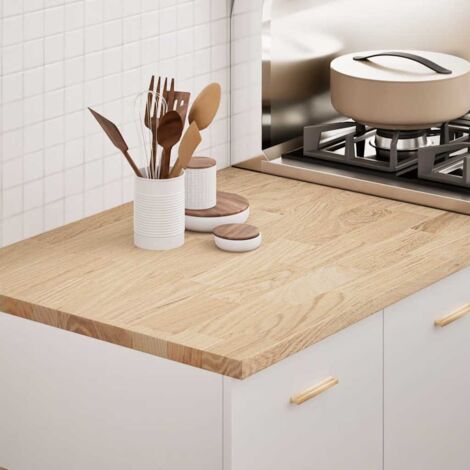Vidaxl – Plan de travail de cuisine en bois de chêne massif 80 x 63,5 x 2,7 cm – Rectangulaire – Surface lisse pour entretien facile