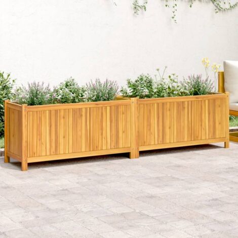 Vidaxl – Jardinière en bois d'acacia 199x38,5x50 cm – Doublure non tissée – Drainage optimisé – Design décoratif pour balcons et patios