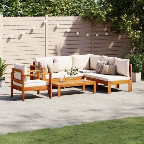 Vidaxl – Salon de jardin 5 pcs en bois d'acacia massif – Coussins épais amovibles – Conception modulaire pour extérieur – Capacité 110 kg par siège