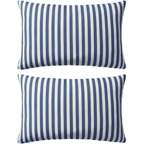 Oreiller d'extérieur lot de 2 Impression rayure 60 x 40 cm Bleu vidaXL