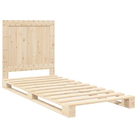 Cadre de lit sans matelas avec tête de lit 90x200cm bois massif vidaXL (1/5)