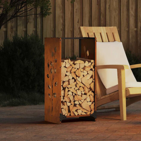 Étagère à bois 40x30x80 cm acier résistant aux intempéries vidaXL
