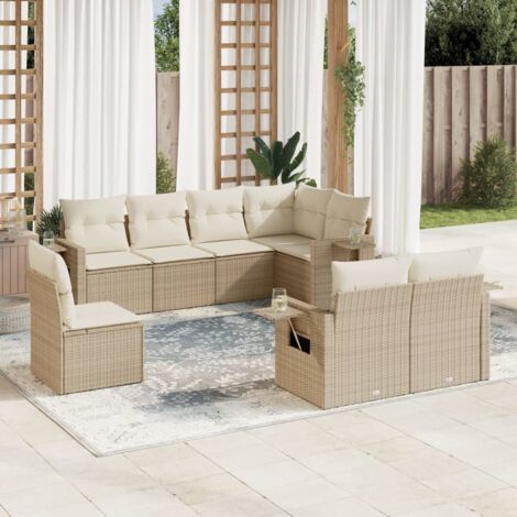 Salon de jardin avec coussins 8 pcs beige résine tressée vidaXL (1/3)