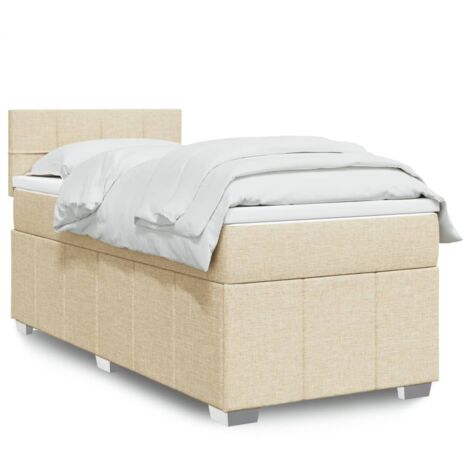 Sommier à lattes de lit avec matelas Crème 80x200 cm Tissu vidaXL (1/5)