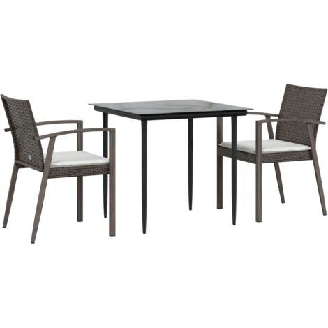 Ensemble à manger de jardin 3 pcs coussins résine tressée acier vidaXL (1/5)