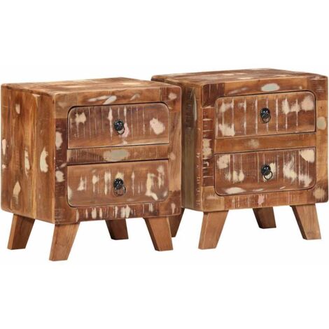 Table de chevet 2 pcs 40x32x46 cm bois massif de récupération vidaXL (1/5)