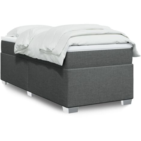 Sommier à lattes de lit avec matelas Gris foncé 100x200cm Tissu vidaXL (1/5)