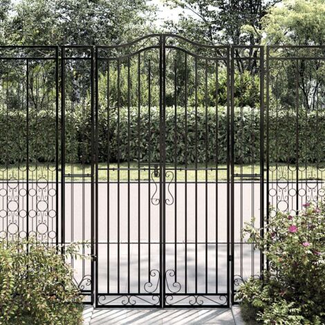 Vidaxl – Portillon en fer forgé noir 121x180 cm – Résistant à la corrosion – Système verrouillable – Poteaux élégants pour jardin