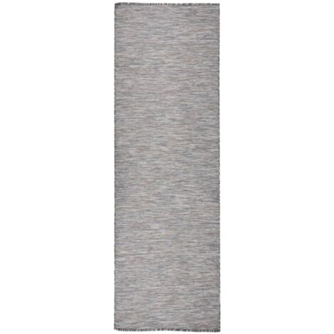 Tapis à tissage plat d'extérieur 80x250 cm Marron et bleu vidaXL (1/5)