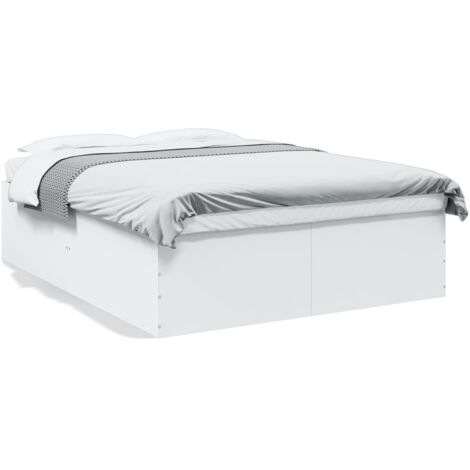 Vidaxl – Cadre de lit blanc 160x200 cm – Bois d'ingénierie – Lattes pour soutien optimal – Design moderne (1/6)