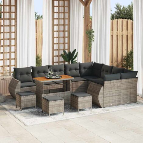 Ensemble de canapé de jardin 13 pcs Gris Poly Rattan vidaXL (1/5)