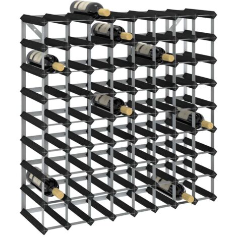 vidaXL Wine Rack for 72 Bottles Black Solid Pine Wood