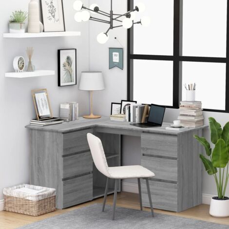Vidaxl – Bureau d'angle moderne gris sonoma 145x100x76 cm – Bois d'ingénierie pour espaces réduits – Optimise votre zone de travail