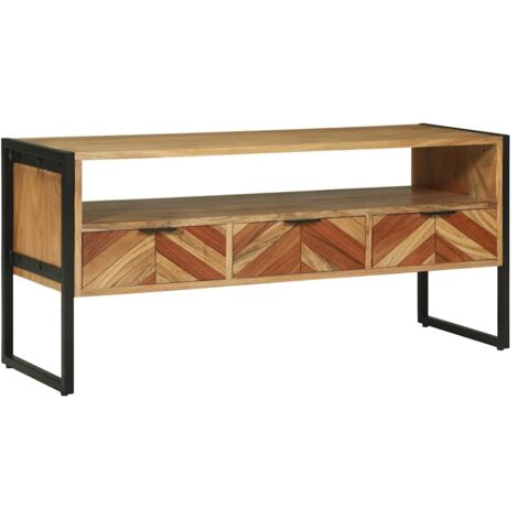Meuble TV Marron 100 x 35 x 50 cm Bois d'Acacia Massif vidaXL (1/5)