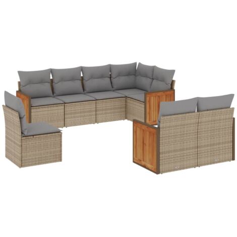 Salon de jardin avec coussins 8 pcs beige résine tressée vidaXL (1/5)