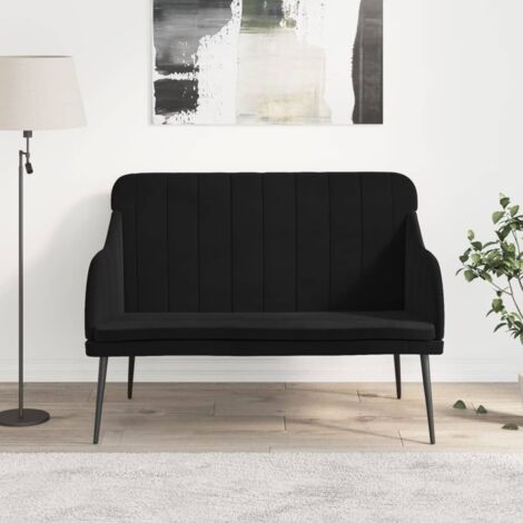 Vidaxl – Banc de salle à manger en velours noir 110x76x80 cm – Siège rembourré pour confort – Structure métal et contreplaqué